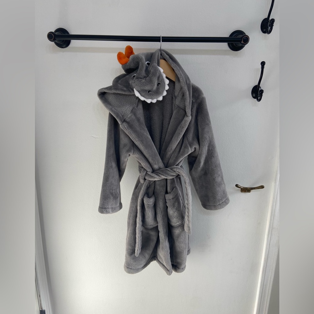 Pottery Barn Kids Gray T-Rex Dinosaur Hood Robe